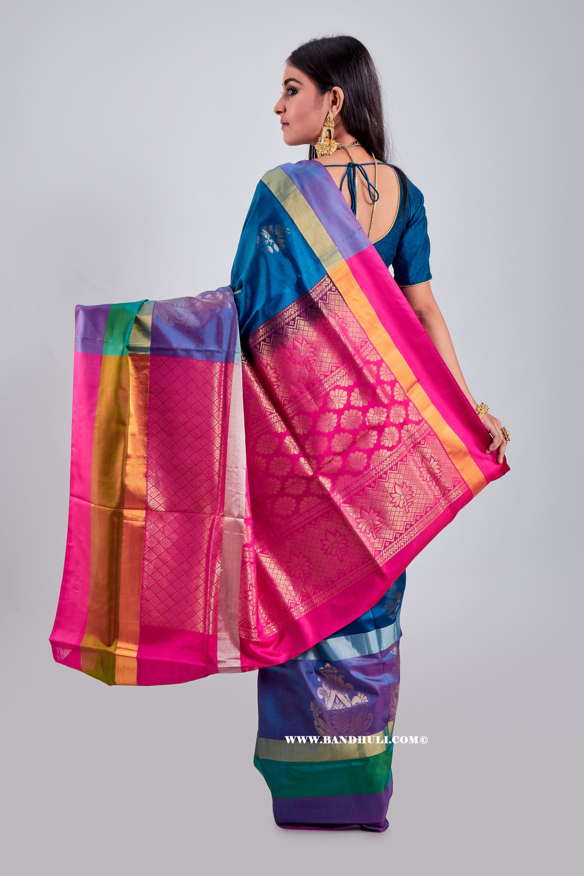 Cobalt Blue Mulberry Silk Saree